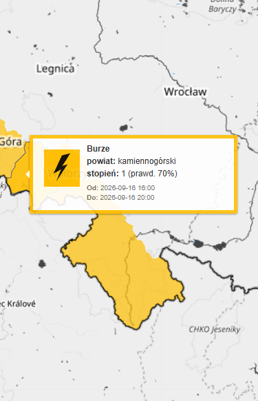 ostrzeżenie meteorologiczne burze stopień 1