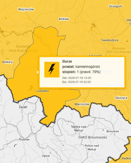 Zdjęcie do Ostrzeżenie meteorologiczne - stopień 1