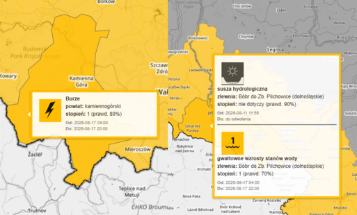 Zdjęcie do Ostrzeżenia meteorologiczne: burze - stopień 1 / hydrologiczne - stopień 1