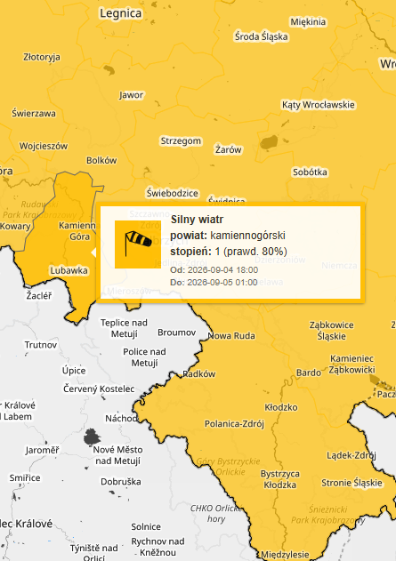 Zdjęcie do Ostrzeżenie meteorologiczne: silny wiatr - stopień 1