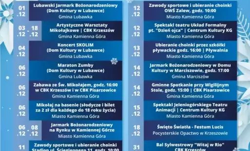 Zdjęcie do Grudzień na Ziemi Kamiennog&oacute;rskiej- kalendarz wydarzeń